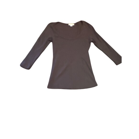 James Perse Womens Black Long Sleeve Ribbed Top Size 2 Classic Basic Minimalist - Picture 1 of 4